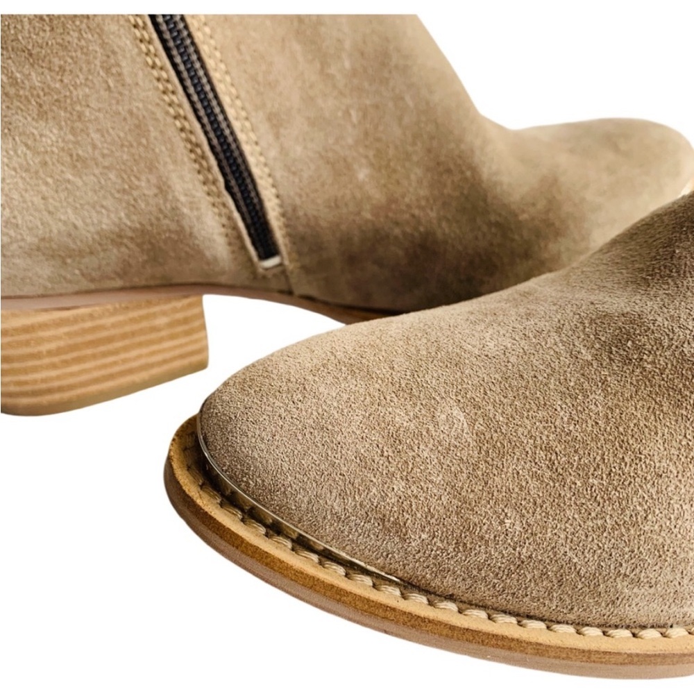 Diba True Tan Suede Leather Star Line Ankle Bootie Double Side Zippers Size 8.5 - Picture 4 of 16